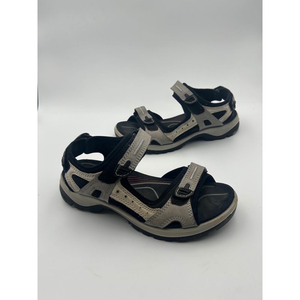 ECCO Receptor Technology Mens Grey Black Athletic Hiking Sandals Size 38‎